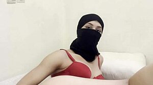 shy niqab arab slowly fingers juicy pussy close-up