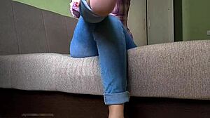 Fucked Foot Fetish Milf's Sexy Socks and Jeans in Homemade Dirty Wife POV