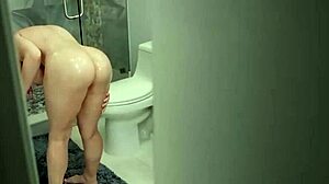 busty lily lou bounces perfect ass on monster cock in shower