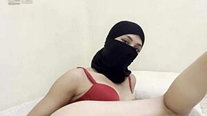 shy niqab arab slowly fingers juicy pussy close-up