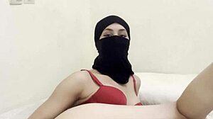 shy niqab arab slowly fingers juicy pussy close-up