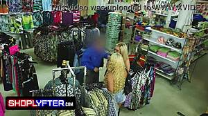 nicole luva shoplifts distracts clerks with friend's call then deepthroats in office sex tape