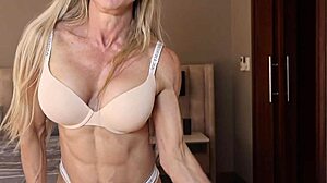 Blonde Fitness Goddess Rides Dildo in Bedroom for Wet Climax