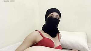 shy niqab arab slowly fingers juicy pussy close-up