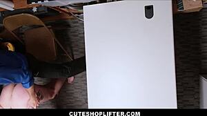 Pawg teen shoplifter Raven Reign fucks mall cop hard