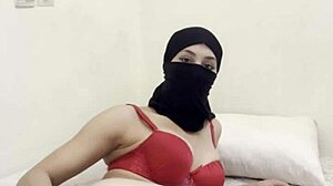 shy niqab arab slowly fingers juicy pussy close-up