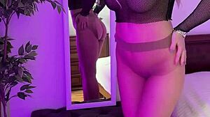 hey watch this hot milf rip her sheer tights exposing curvy ass and big tits