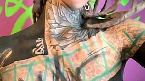 Skinny german goth's dirty talk pierced pussy solo toy masturbation