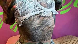 Skinny german goth's dirty talk pierced pussy solo toy masturbation
