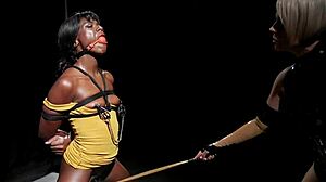 ebony slut's ass pounded hard by dominant lesbian milf 😈🍑🔥