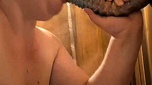 Choking BBW Blindfolded Gags on Monster Dildo Spitting Puke for Ages
