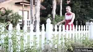irresistible shaved teen pussy tempts neighbor into hardcore licking and fucking