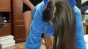 i catch neighbors lesbian strapon fun and join right in