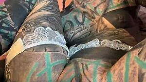 Skinny german goth's dirty talk pierced pussy solo toy masturbation