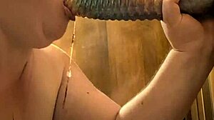Choking BBW Blindfolded Gags on Monster Dildo Spitting Puke for Ages
