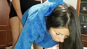 i catch neighbors lesbian strapon fun and join right in