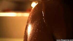 arabian princess in sensual dance strips for erotic nuru massage with milf masseuse licking every inch