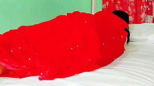red saree stepmom's dirty hindi talk fuels wild fuck