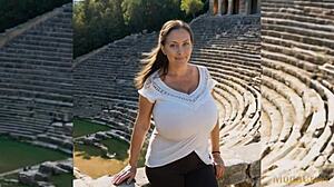 Curvy Milf Mom Hikes Nude Flaunting Huge Saggy Tits Outdoors