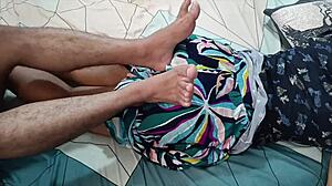 I'm so horny feeling this desi cock stretch my tight ass while i play with my feet
