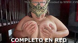 Rusa Chokes on Balls with Huge Tits Before Cum Swallow