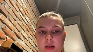 blonde bbw teen squirts incredibly hard fingering in public gym