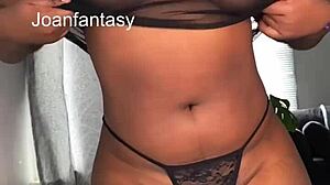joanfantasy teases in sheer top with buttplug and dildo solo play