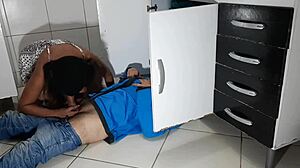giving up ass and blowjob to the plumber, what a slutty move!
