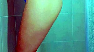 loving college brazilian beauty's thong shower tease