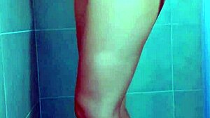 loving college brazilian beauty's thong shower tease