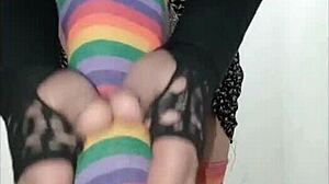 My crossdressed friend rams big cock deep in brunette latina big ass natural tits slut
