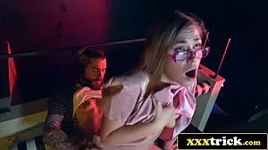 shy girl blows in dj booth then slammed hard