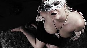 busty milf in cfnm gives sloppy blowjob ends with facial on big natural tits