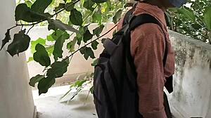 desi indian schoolgirl's tight pussy gets pounded hard with dirty hindi talk and cum on ass.