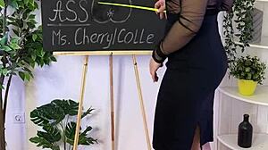 check out this curvy glasses babe in stockings spanking her huge ass for fetish fun