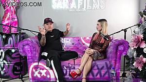 Pornstar Sara Films Katty Blake getting horny in interview, fingering pussy, dildo play, multiple orgasms achieved