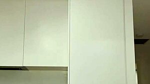 Milf Sucks Dildo Vibrator Fucks to Kitchen Orgasm