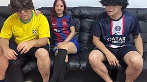 Does blindfolded girlfriend take monster cock for his debt?