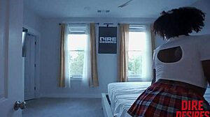 big black cock bareback pounds tutor bent over in skirt creampie finish