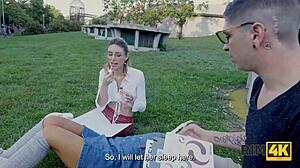 blonde nerd couple rims ass deeply on sofa