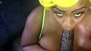 pretty mshoneyroseatl slurps thelastrealtop's monster black cock deepthroat face fuck summer pov blowjob cumshot big natural tits close up spitting submissive