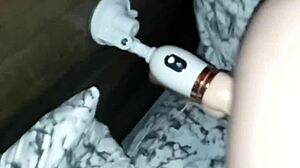 latina bends over for close-up dildo doggystyle