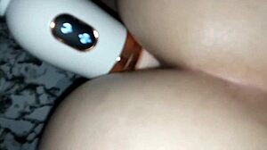 latina bends over for close-up dildo doggystyle