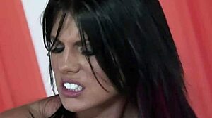 fake titted japanese brunette gags on cock pussy pierced