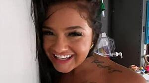 Super hot teen thief caught stripped fucked by mall cop pov