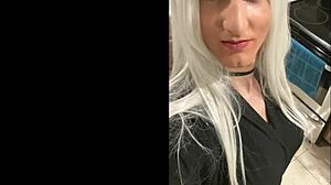 platinum blonde crossdresser heads home humiliated after wild date night