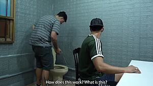 slutty cop bends over to fuck burglar pussy and takes rough pounding