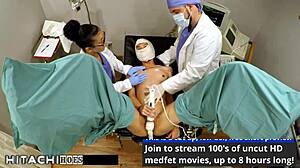 HUMAN GUINEA PIG STRAPPED DOWN AS NURSE FORCES HITACHI VIBRATOR ORGASMS - PATIENT 135