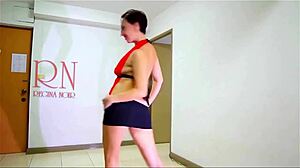 slim flexible milf slut dances off lingerie in sexy lipstick