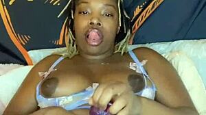 my horny ebony friend fingers squirts toys her shaved pussy solo
